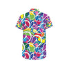 Peace Sign Colorful Pattern Print Design A02 Men's Short Sleeve Button Up Shirt