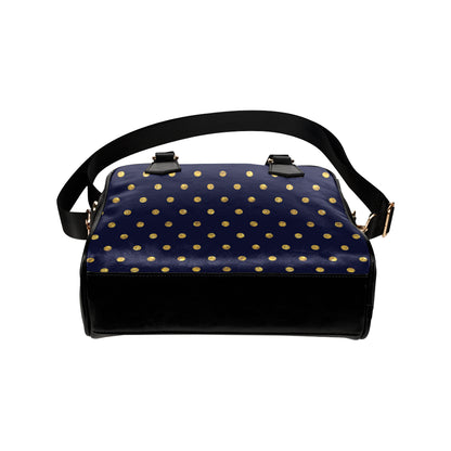 Polka Dot Gold Blue Pattern Print Design 02 Shoulder Handbag