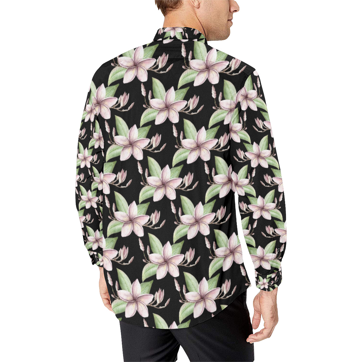 Plumeria Pattern Print Design PM02 Men's Long Sleeve Shirt