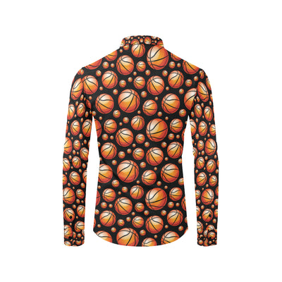 Basketball Black Background Pattern Men's Long Sleeve Shirt