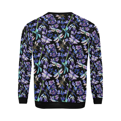 Lavender Dragonfly Pattern Print Design LV03 Men Long Sleeve Sweatshirt