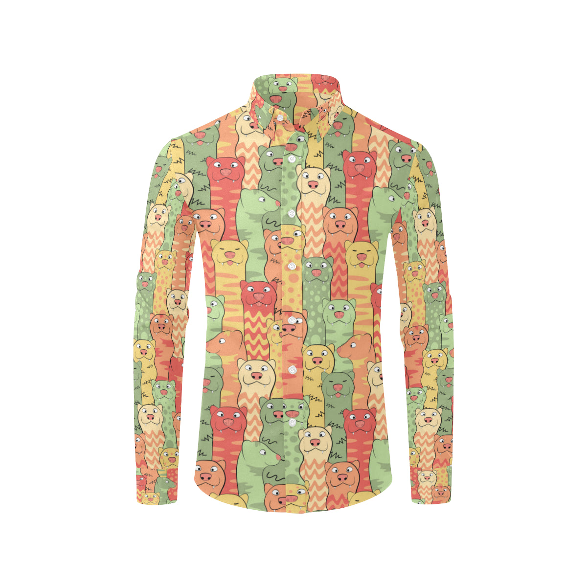 Ferret Pattern Print Design 01 Men's Long Sleeve Shirt