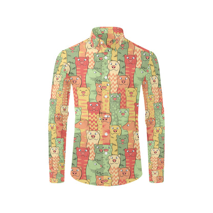 Ferret Pattern Print Design 01 Men's Long Sleeve Shirt