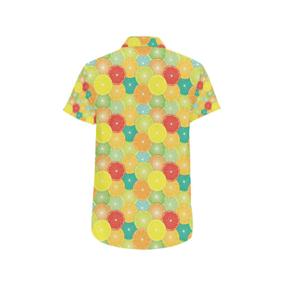 Citrus  Pattern Print Design 01 Men's Short Sleeve Button Up Shirt