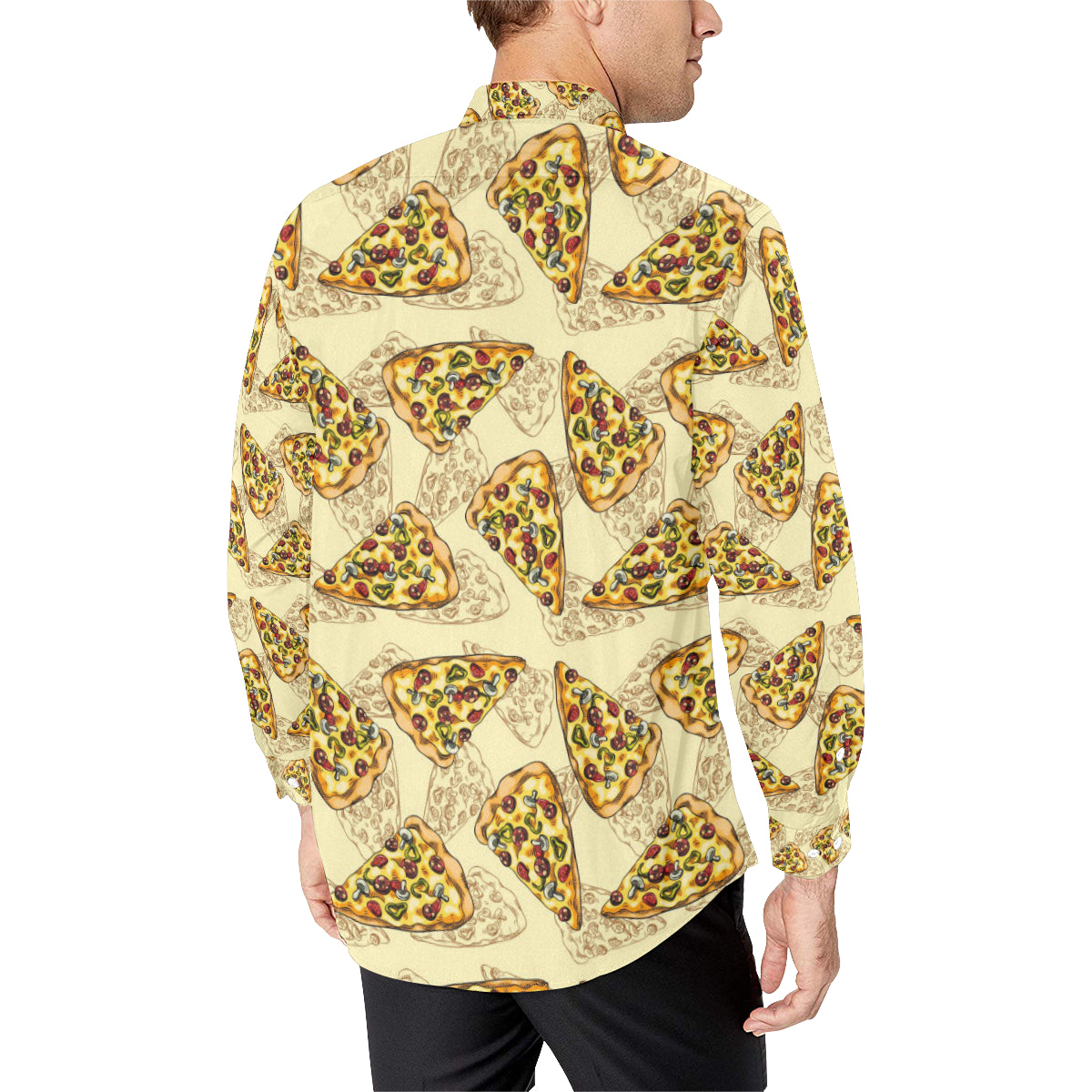 Pizza Pattern Print Design A01 Men's Long Sleeve Shirt