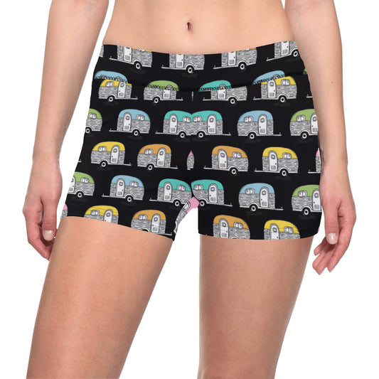 Camper Pattern Camping Themed No 2 Print Yoga Shorts