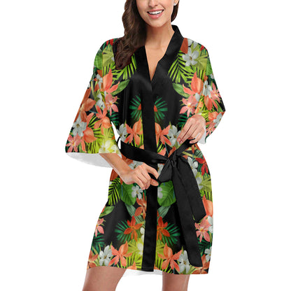 Amaryllis Pattern Print Design AL07 Women's Short Kimono