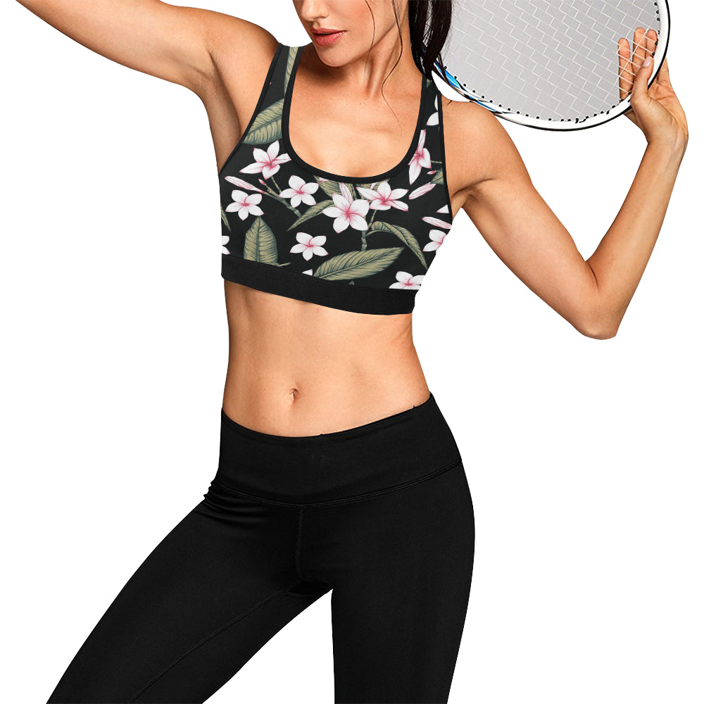 Plumeria Pattern Print Design PM021 Sports Bra