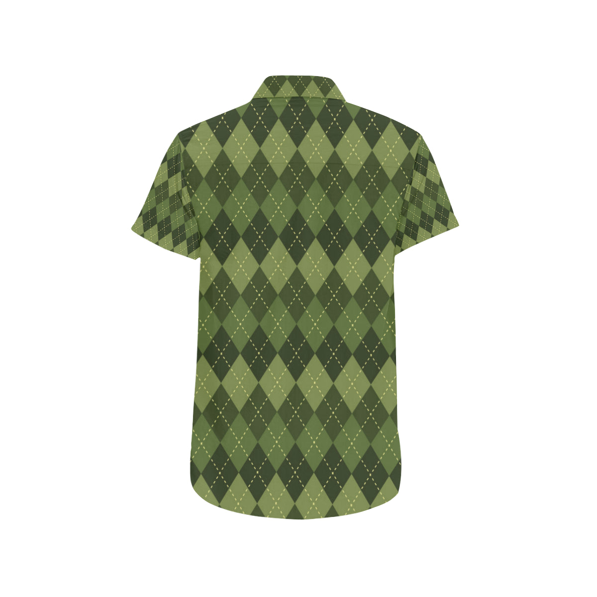 Argyle Green Pattern Print Design 01 Men's Short Sleeve Button Up Shirt