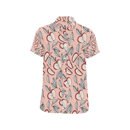 Apple Pattern Print Design AP04 Men's Short Sleeve Button Up Shirt