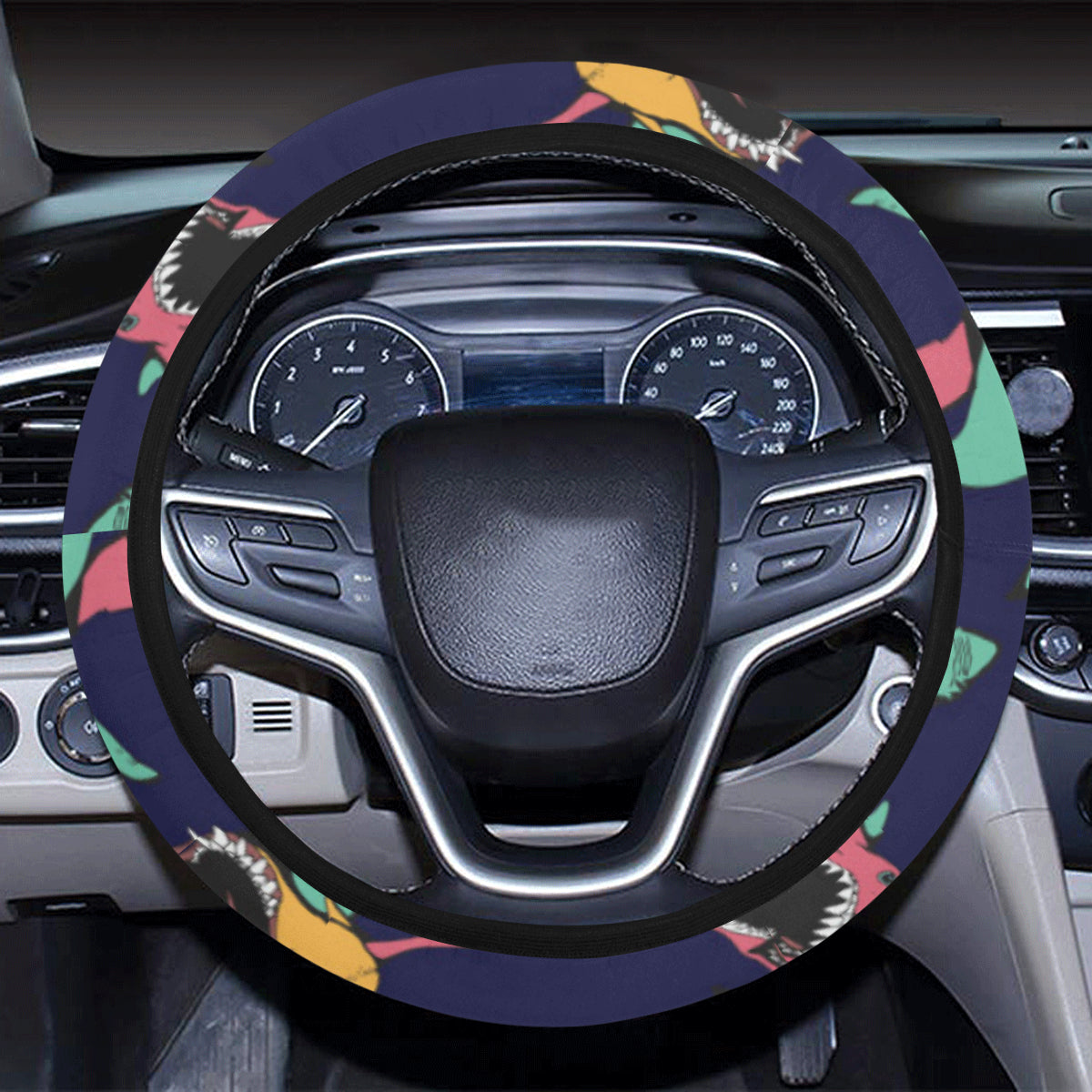 Shark Bite Pattern Steering Wheel Cover with Elastic Edge