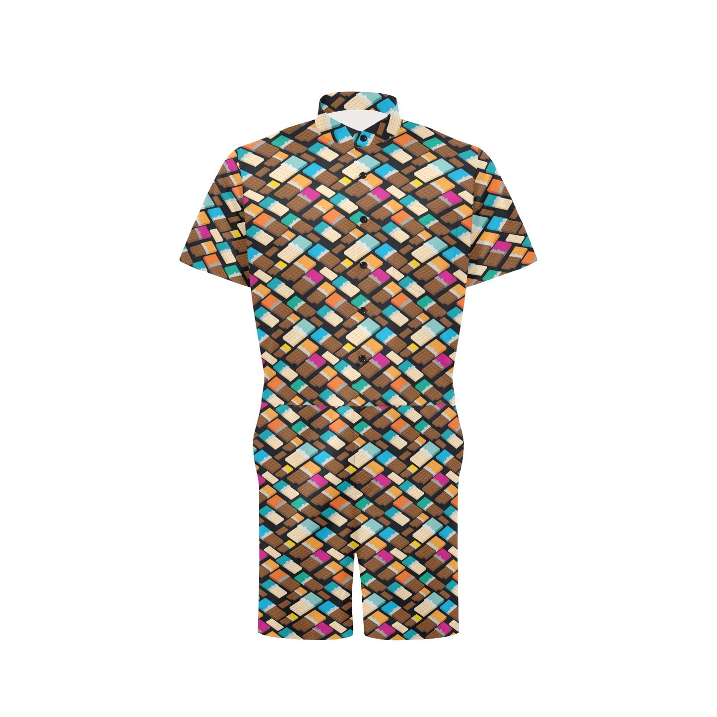 Chocolate Pattern Print Design 02 Men's Romper