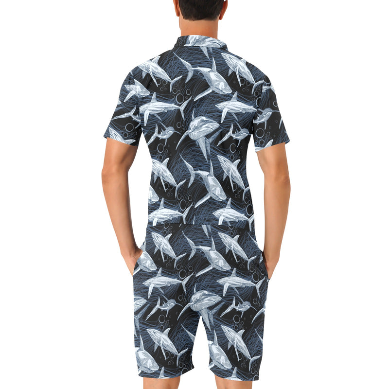 Shark Print Pattern Men's Romper