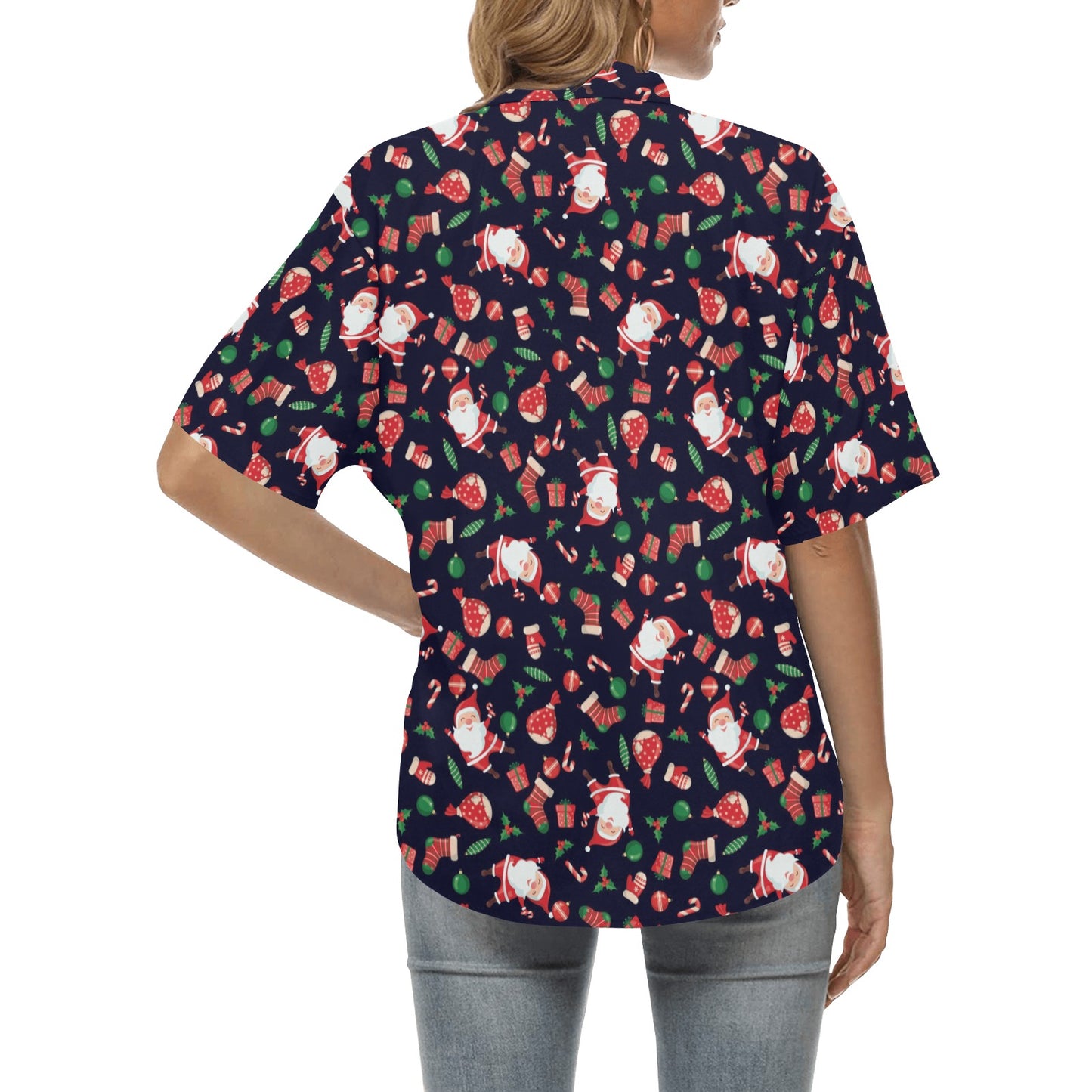 Santa Christmas Themed Print Design LKS304 Women's Hawaiian Shirt