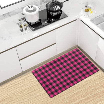 Pink Tartan Plaid Pattern Kitchen Mat