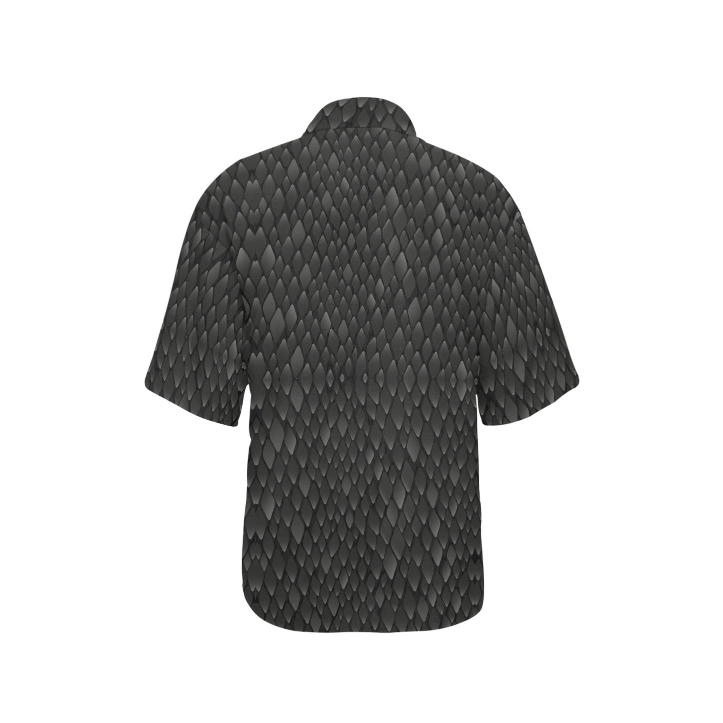 Snake Skin Black Print Women's Hawaiian Shirt