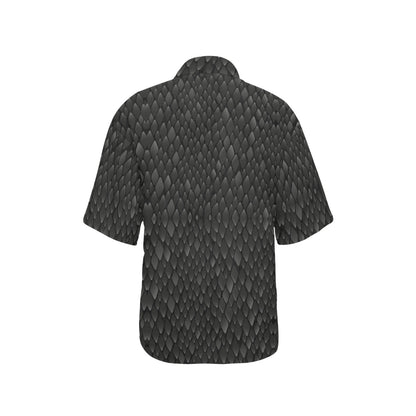 Snake Skin Black Print Women's Hawaiian Shirt