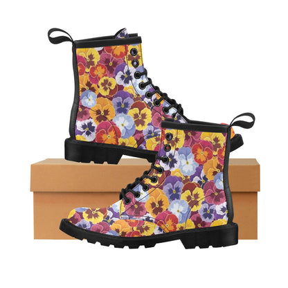 Pansy Pattern Print Design PS01 Women's Boots