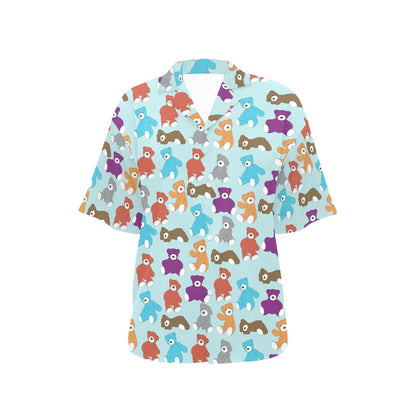 Bear Cute Pattern Print Design 03 Women's Hawaiian Shirt