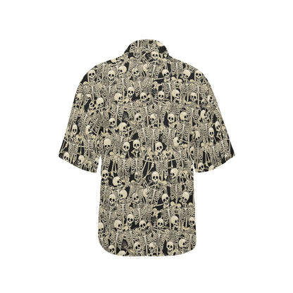 Skeleton Design Print Women's Hawaiian Shirt