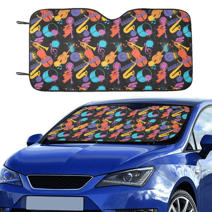 Saxophone Print Design LKS406 Car front Windshield Sun Shade