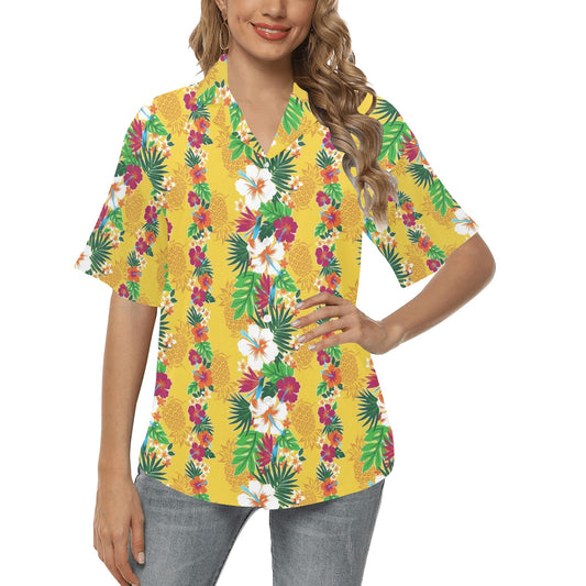 Hawaiian Themed Pattern Print Design H09 Women's Hawaiian Shirt