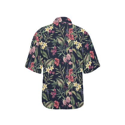 Tropical Flower Pattern Women's Hawaiian Shirt