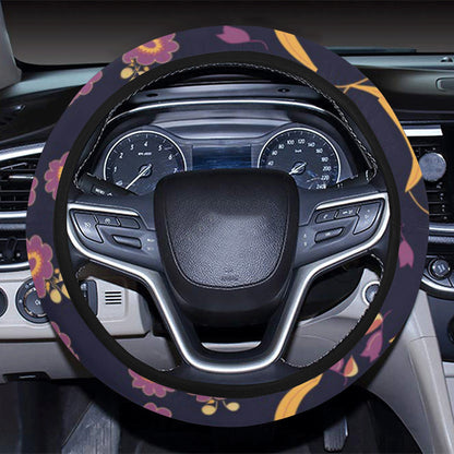 Anemone Pattern Print Design AM012 Steering Wheel Cover with Elastic Edge