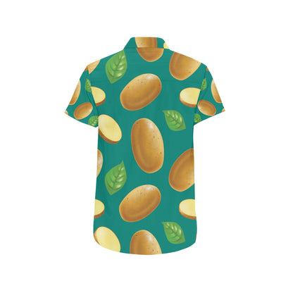 Potato Pattern Print Design A04 Men's Short Sleeve Button Up Shirt