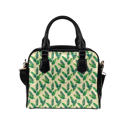 Banana Leaf Pattern Print Design 01 Shoulder Handbag