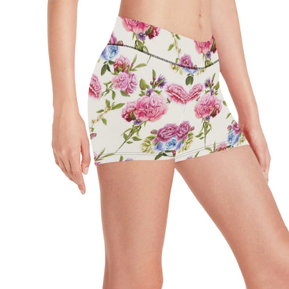 Carnations Pattern Print Design CN02 Yoga Shorts
