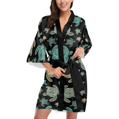 Sea Turtle Stamp Pattern Women Kimono Robe