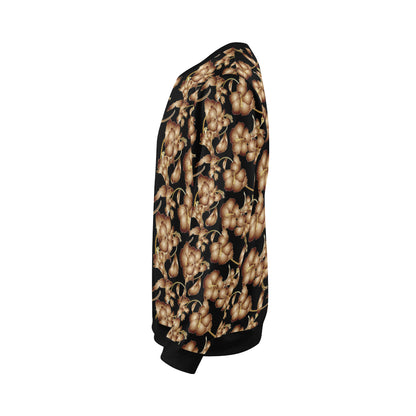 Brown Hibiscus Pattern Print Design HB06 Men Long Sleeve Sweatshirt