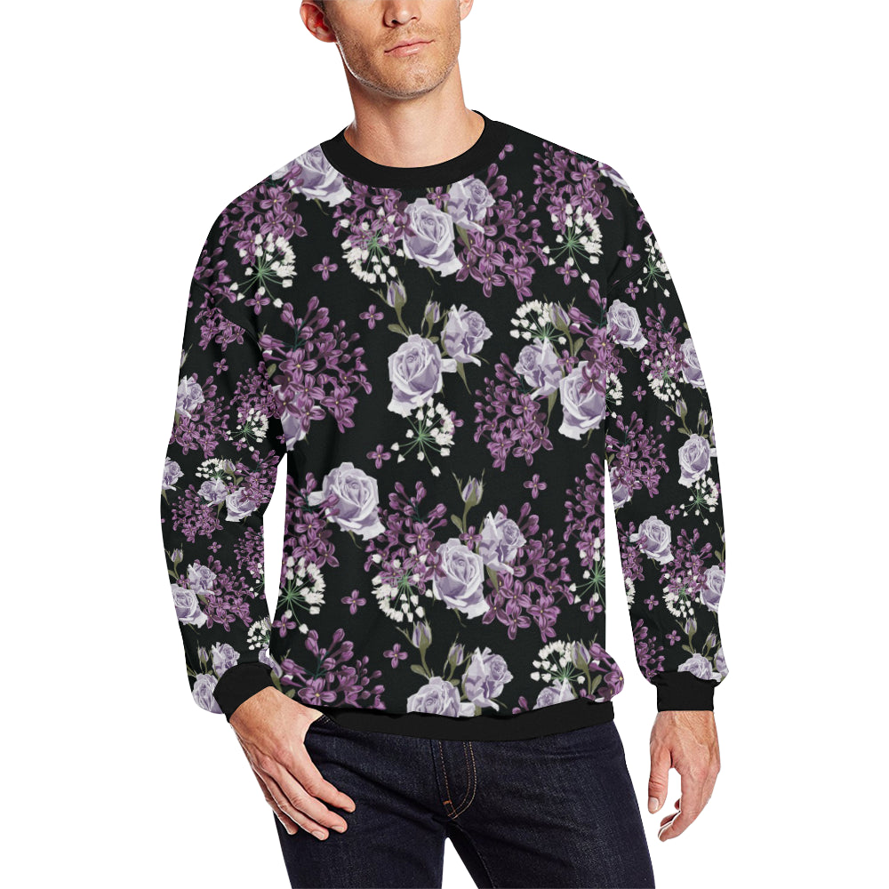 Lilac Pattern Print Design LI04 Men Long Sleeve Sweatshirt
