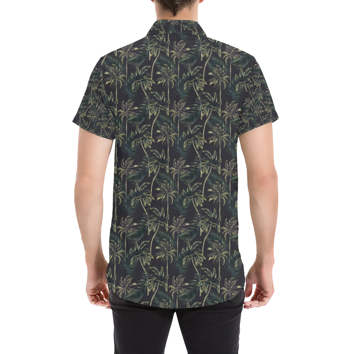 Palm Tree Background Design Print Men's Short Sleeve Button Up Shirt