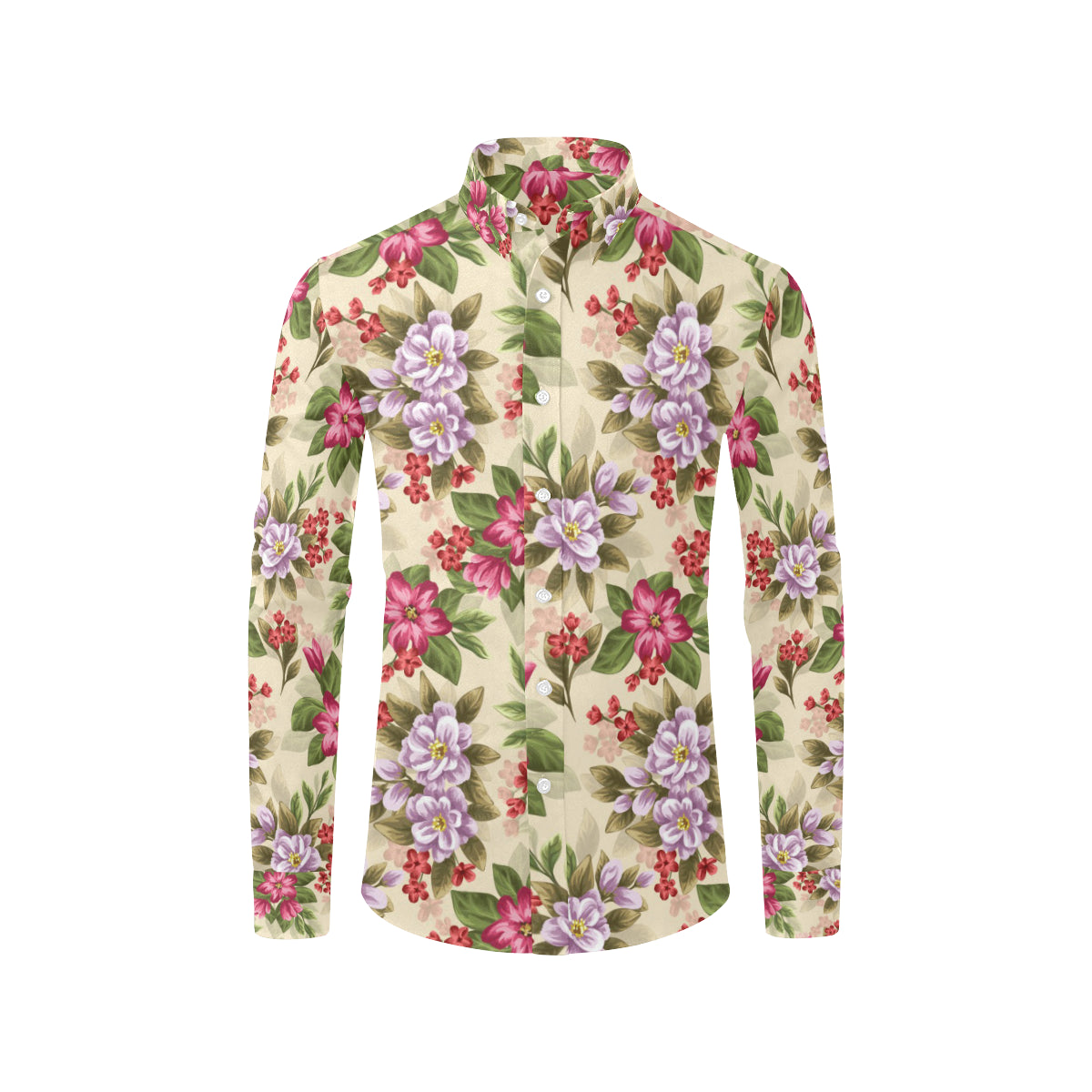 Summer Floral Pattern Print Design SF08 Men's Long Sleeve Shirt