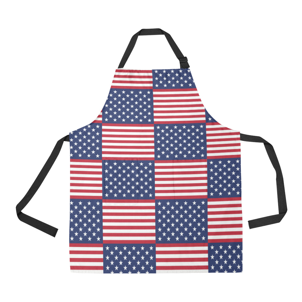 Patriotic US Flag Pattern Print Design A03 Apron with Pocket