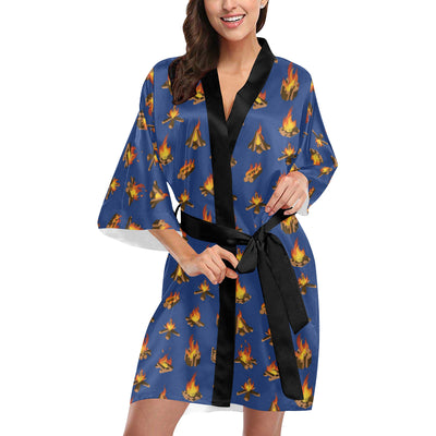 Campfire Pattern Print Design 03 Women's Short Kimono