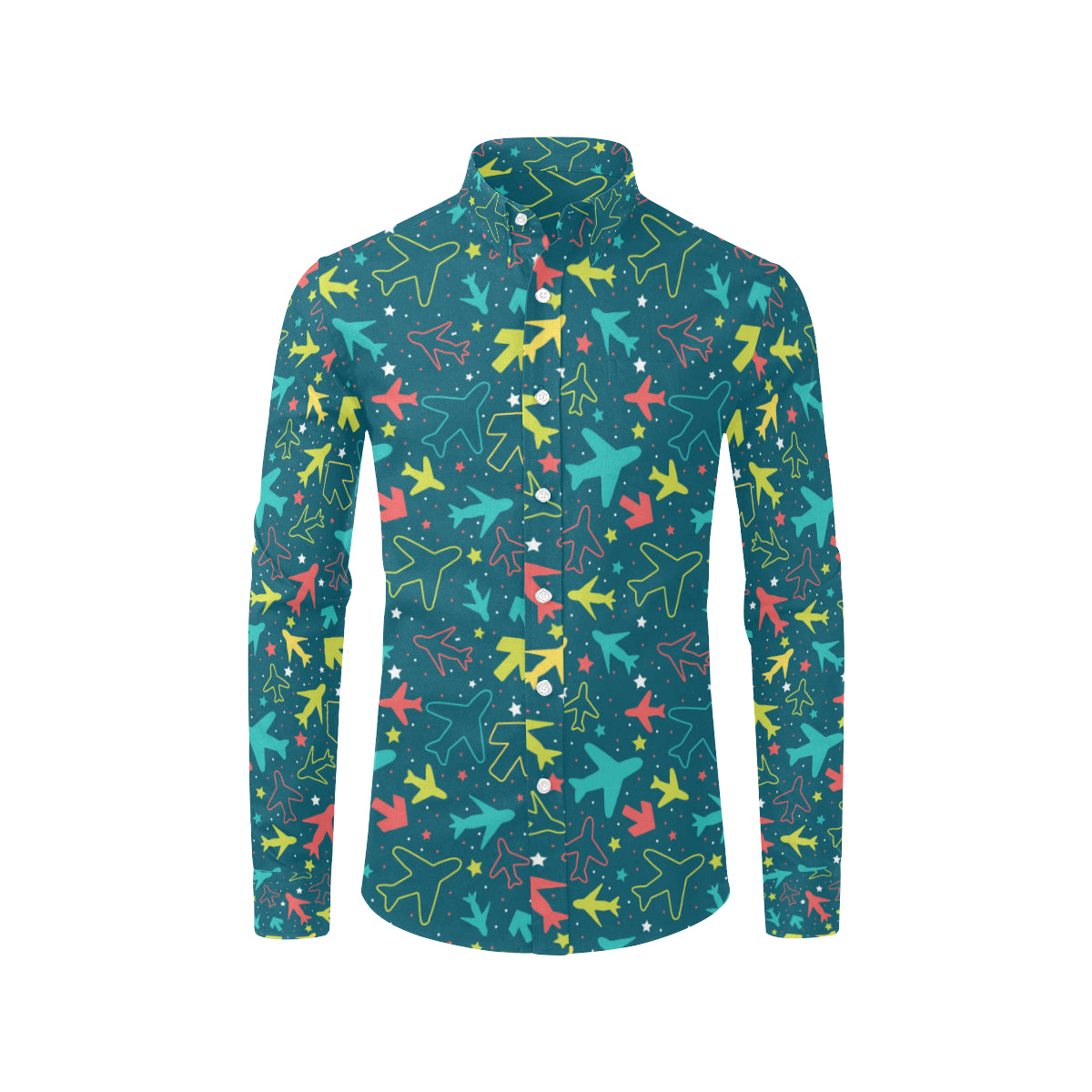 Airplane Pattern Print Design 05 Men's Long Sleeve Shirt