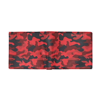 Camo Red Pattern Print Design 03 Men's ID Card Wallet