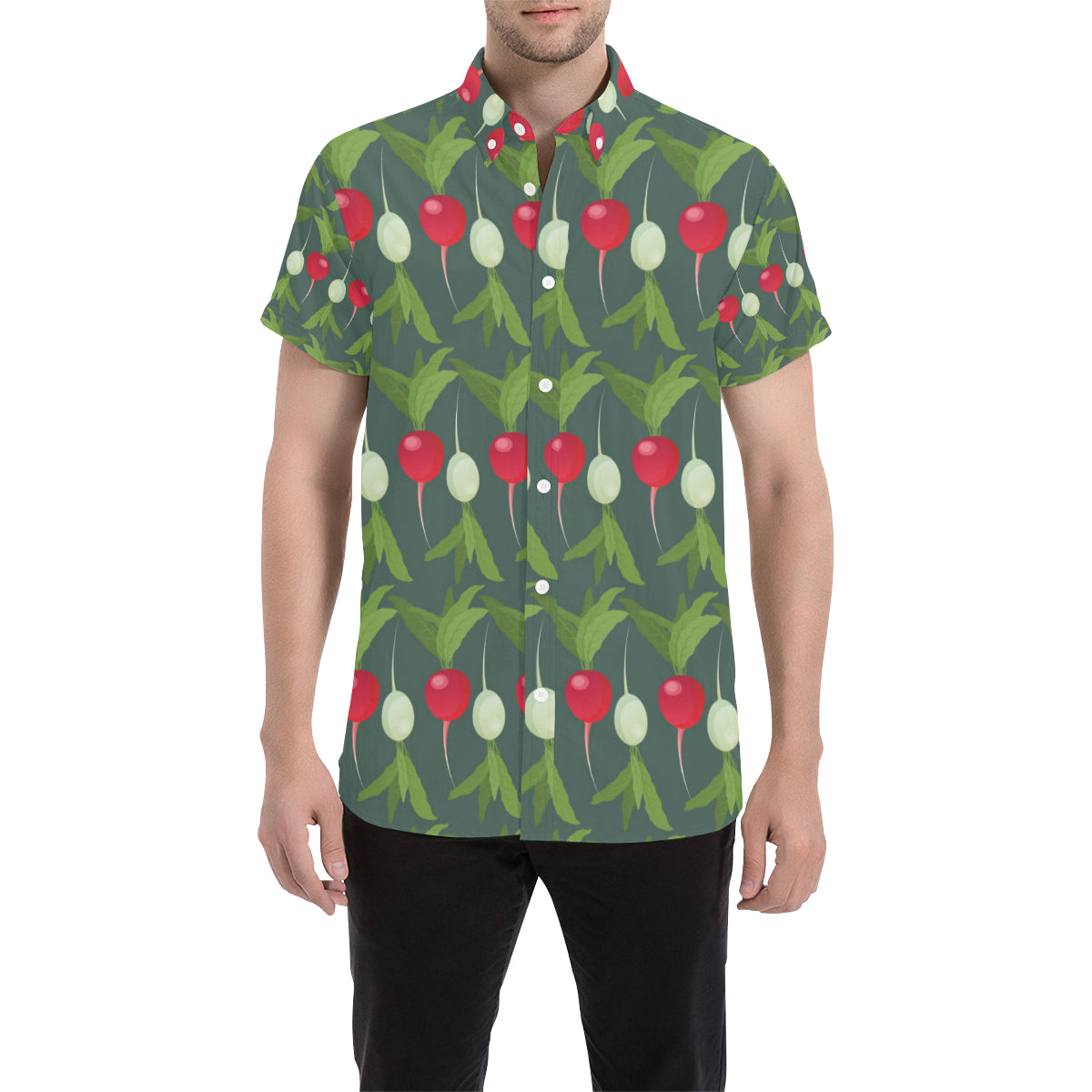 Radish Pattern Print Design A03 Men's Short Sleeve Button Up Shirt