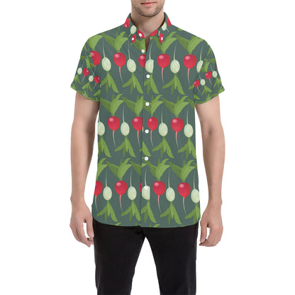 Radish Pattern Print Design A03 Men's Short Sleeve Button Up Shirt