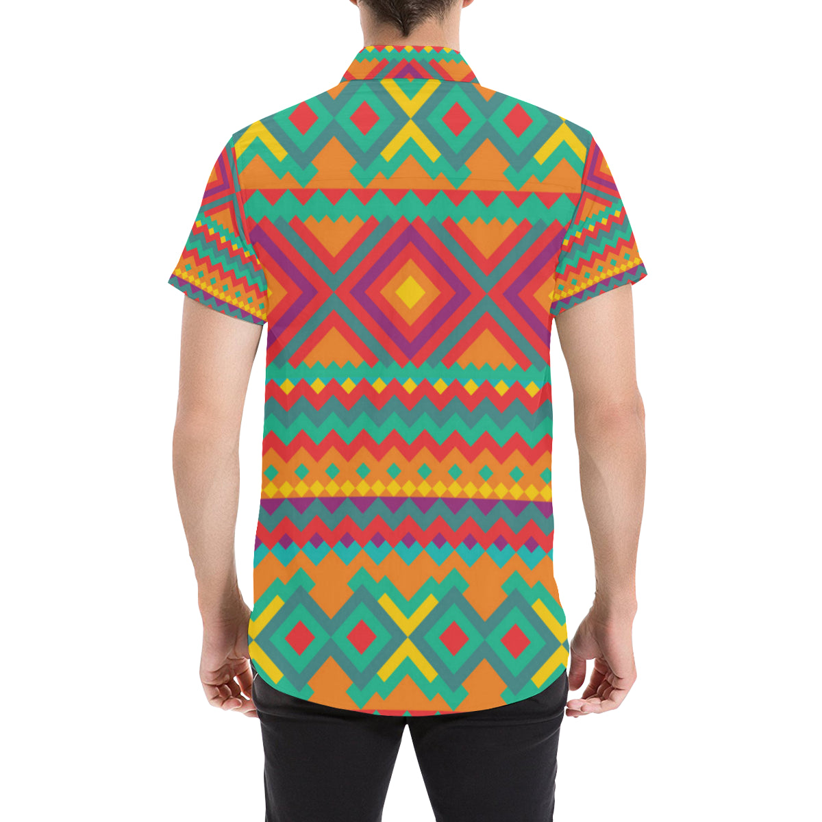 Mexican Pattern Print Design 04 Men's Short Sleeve Button Up Shirt