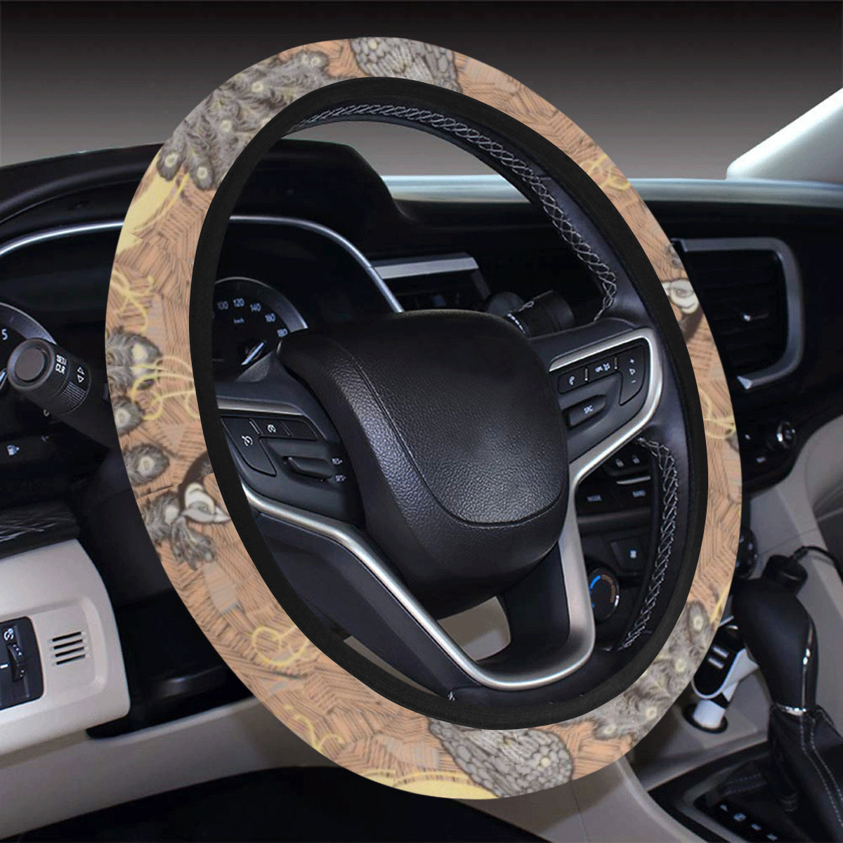 Peacock Pattern Print Design A05 Steering Wheel Cover with Elastic Edge
