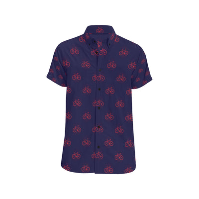 Bicycle Pattern Print Design 01 Men's Short Sleeve Button Up Shirt