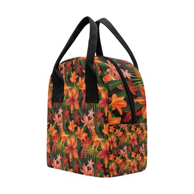 Amaryllis Pattern Print Design AL05 Insulated Lunch Bag