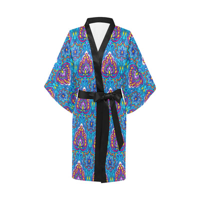 lotus Boho Pattern Print Design LO010 Women Kimono Robe