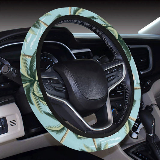 Palm Tree Pattern Print Design PT05 Steering Wheel Cover with Elastic Edge