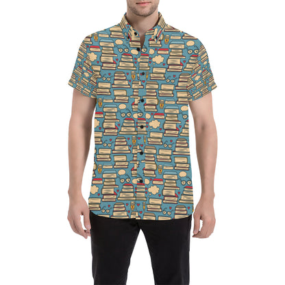 Book Pattern Print Design 03 Men's Short Sleeve Button Up Shirt