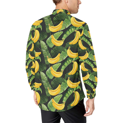 Banana Pattern Print Design BA01 Men's Long Sleeve Shirt